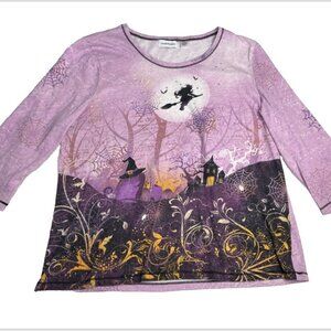 i.b. diffusion y2k Purple Witch 3/4 Sleeve Shirt Halloween Whimsygoth sz XL